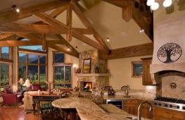 Дизайн интерьера кухни в деревянном доме Цвет стен на кухне в деревянном доме